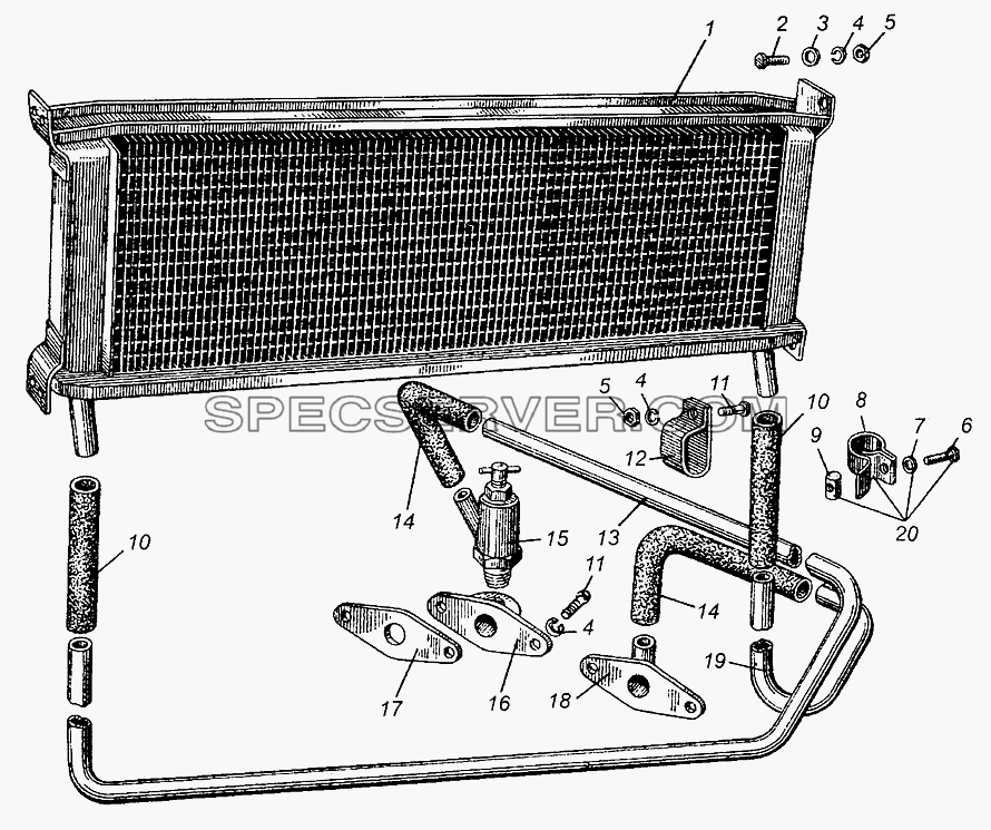 Радиатор масляный для МАЗ-504В (список запасных частей)