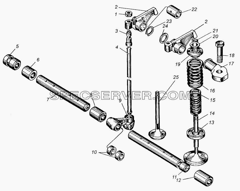 Клапаны и толкатели для МАЗ-504В (список запасных частей)