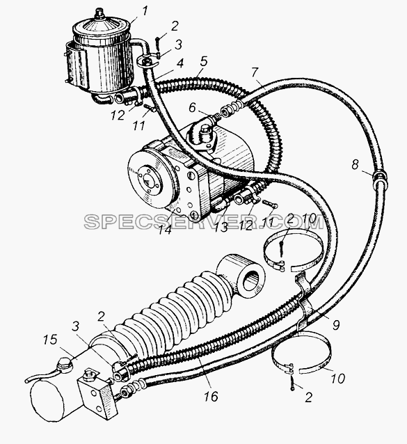 Трубопроводы гидроусилителя рулевого управления для МАЗ-504В (список запасных частей)