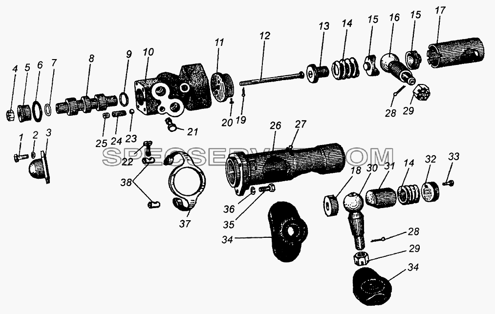 Распределитель гидроусилителя рулевого управления для МАЗ-504В (список запасных частей)