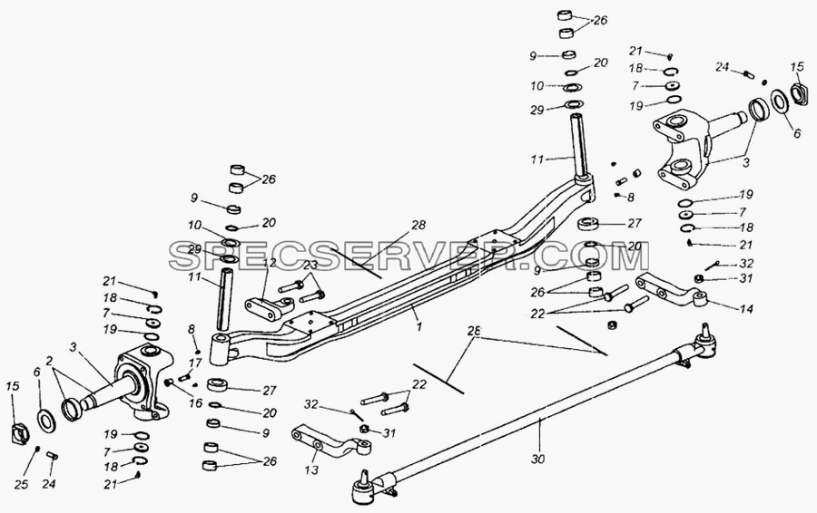 Балка передней оси для МАЗ-437040 (Зубрёнок) (список запасных частей)