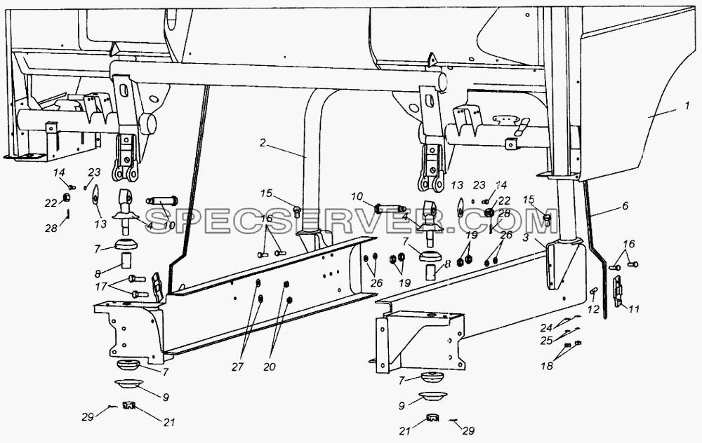 Установка кабины для МАЗ-437040 (Зубрёнок) (список запасных частей)