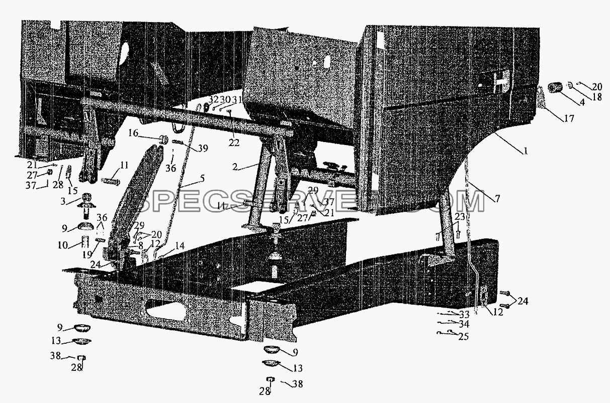 Установка малой кабины для МАЗ-5337 (2005) (список запасных частей)