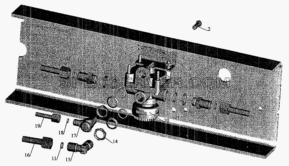 Установка ускорительного клапана и присоединительной арматуры на шасси на МАЗ-630305 под бетоносмеситель для МАЗ-5337 (2005) (список запасных частей)
