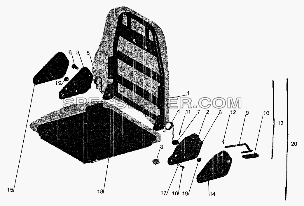 Подушка и спинка сидения для МАЗ-5337 (2005) (список запасных частей)