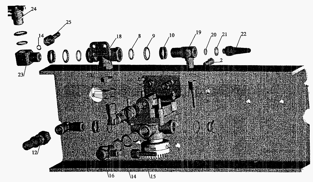 Установка ускорительного клапана и присоединительной арматуры на МАЗ-533702 для МАЗ-5337 (2005) (список запасных частей)