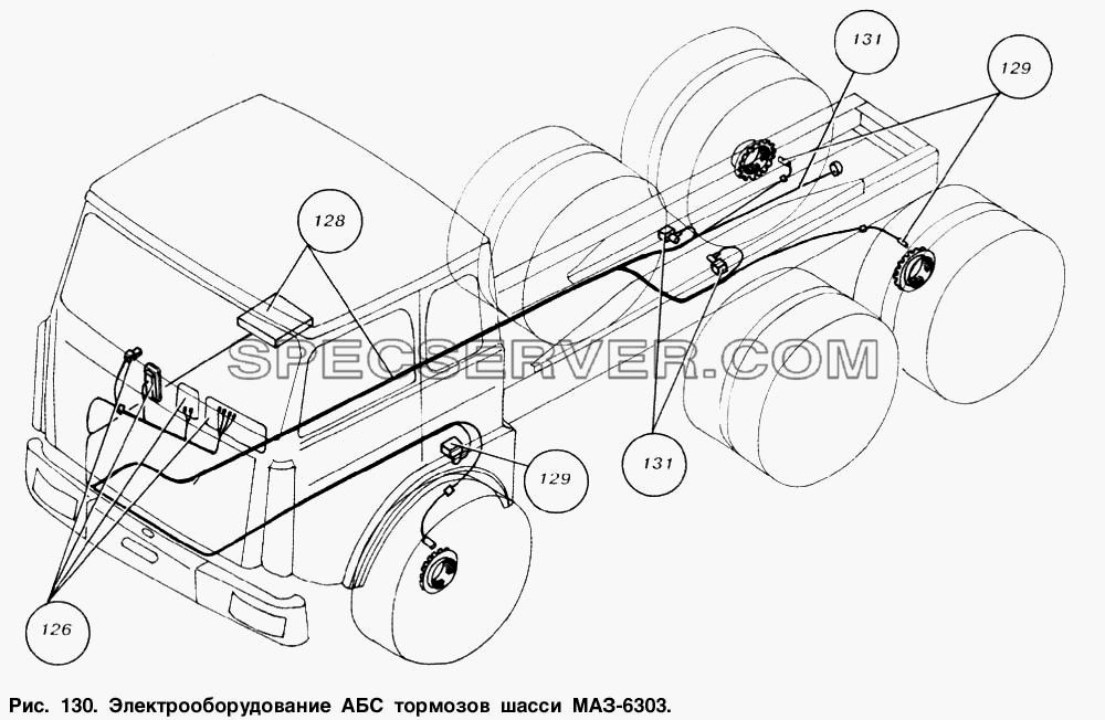 Электрооборудование АБС тормозов шасси МАЗ-6303 для МАЗ-6303 (список запасных частей)
