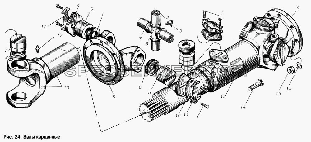 Валы карданные для МАЗ-6303 (список запасных частей)