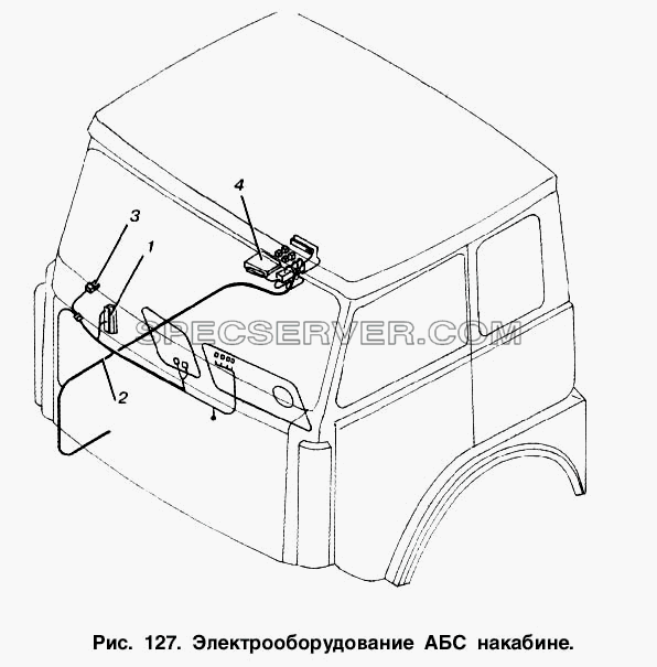 Электрооборудование АБС на кабине для МАЗ-6303 (список запасных частей)