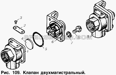 Клапан двухмагистральный для МАЗ-6303 (список запасных частей)