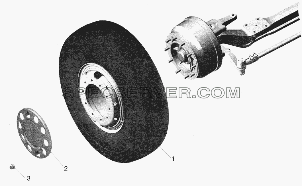 Установка передних колес для МАЗ-5432 (список запасных частей)