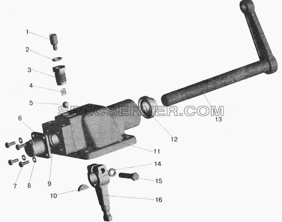Механизм переключения передач для МАЗ-5432 (список запасных частей)