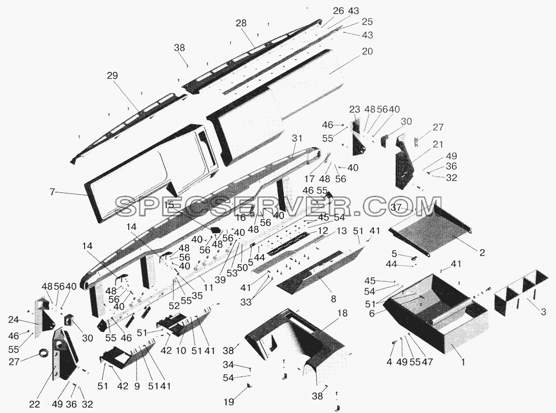 Панель приборов для МАЗ-5432 (список запасных частей)