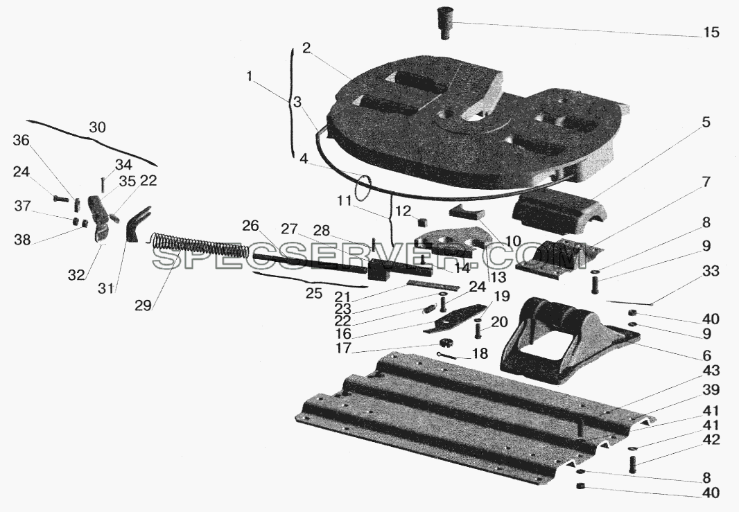 Седельно-сцепное устройство для МАЗ-5432 (список запасных частей)
