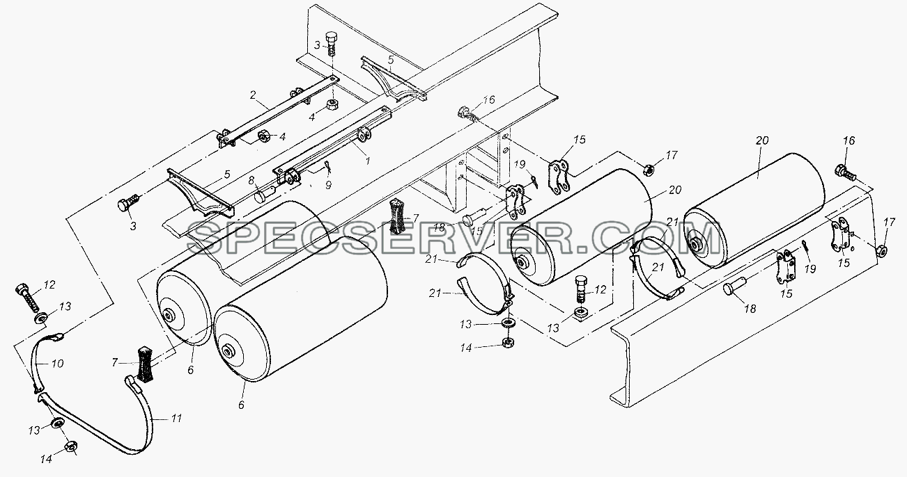 Крепление ресиверов МАЗ-64226 для МАЗ-64226 (список запасных частей)