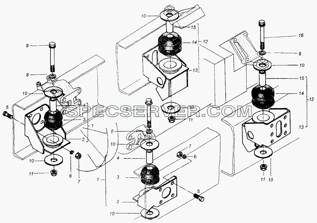 Крепление двигателя для МАЗ-64226 (список запасных частей)