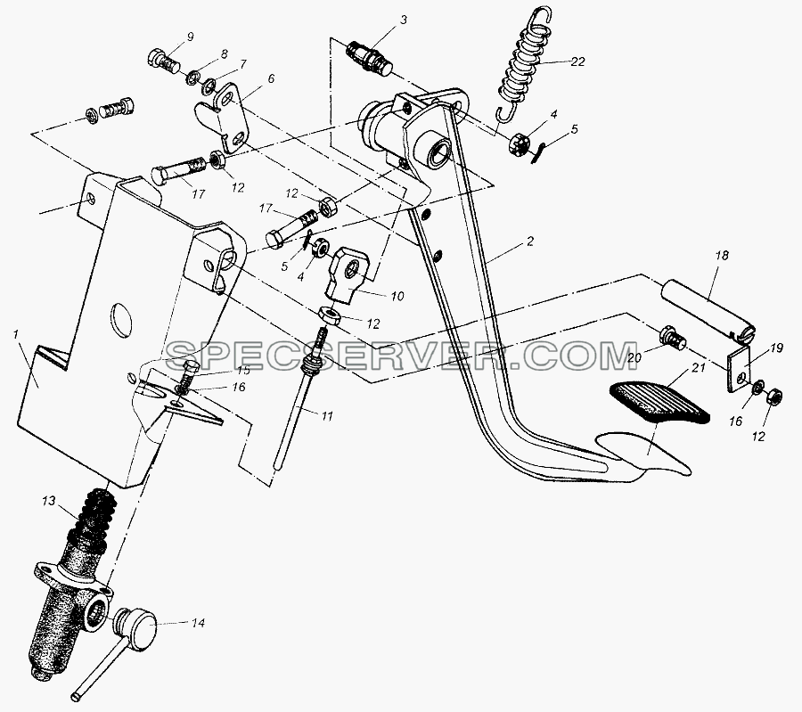Педаль сцепления для МАЗ-64226 (список запасных частей)