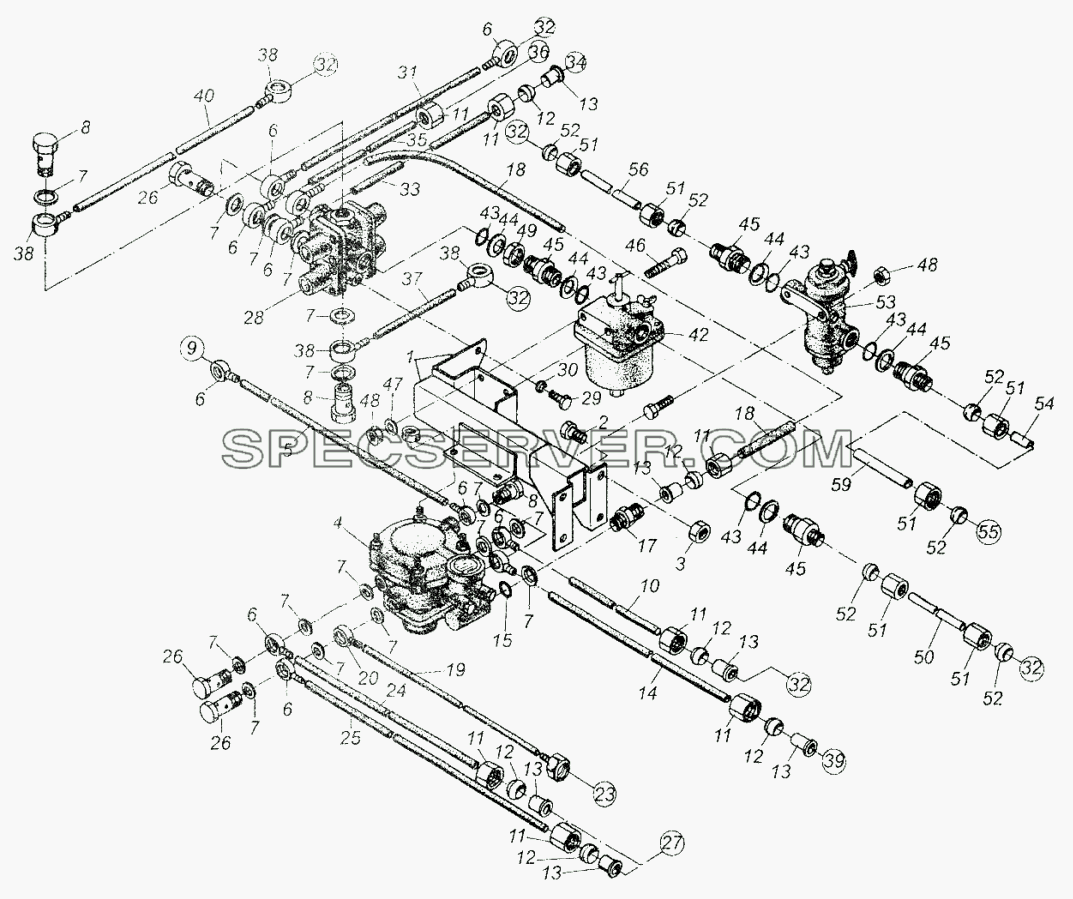Установка тормозных аппаратов и трубопроводы для МАЗ-64226 (список запасных частей)