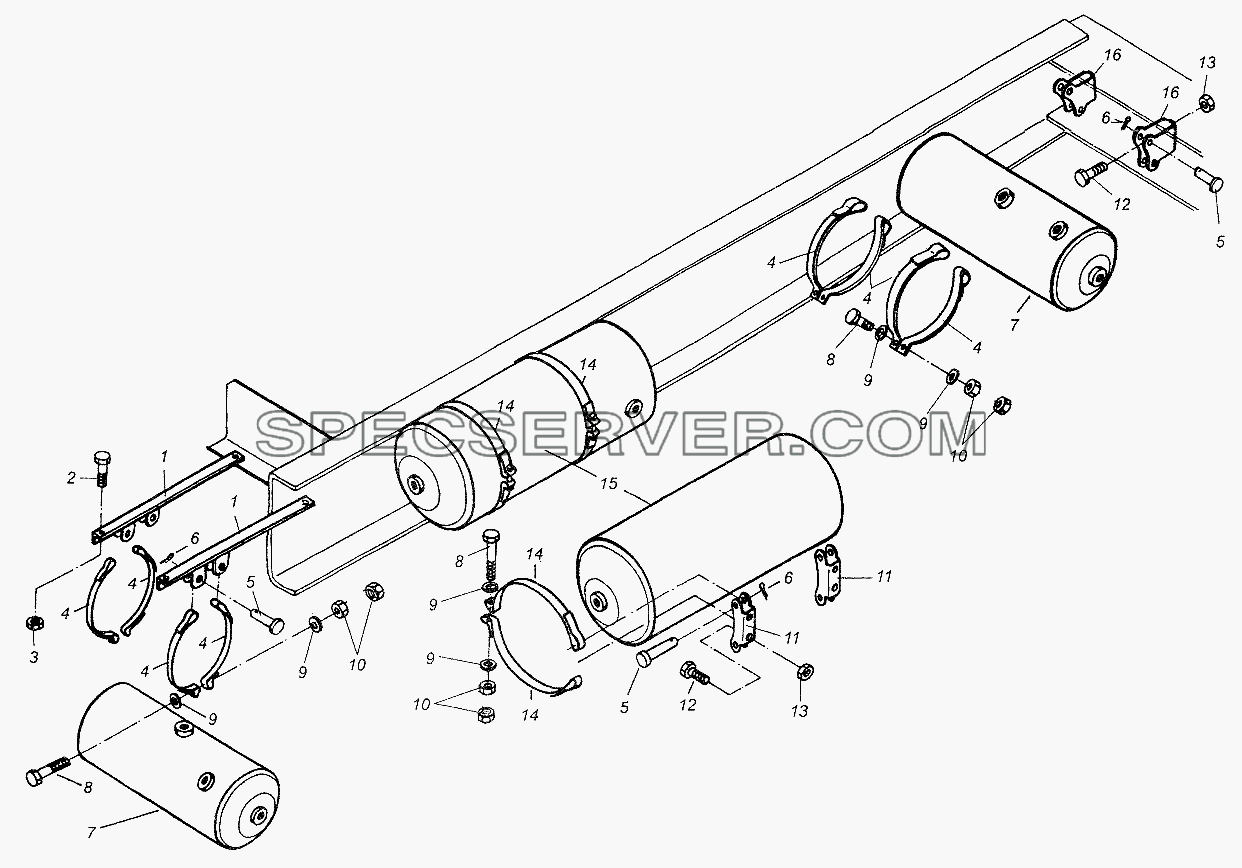 Крепление ресиверов МАЗ-54326 для МАЗ-64226 (список запасных частей)