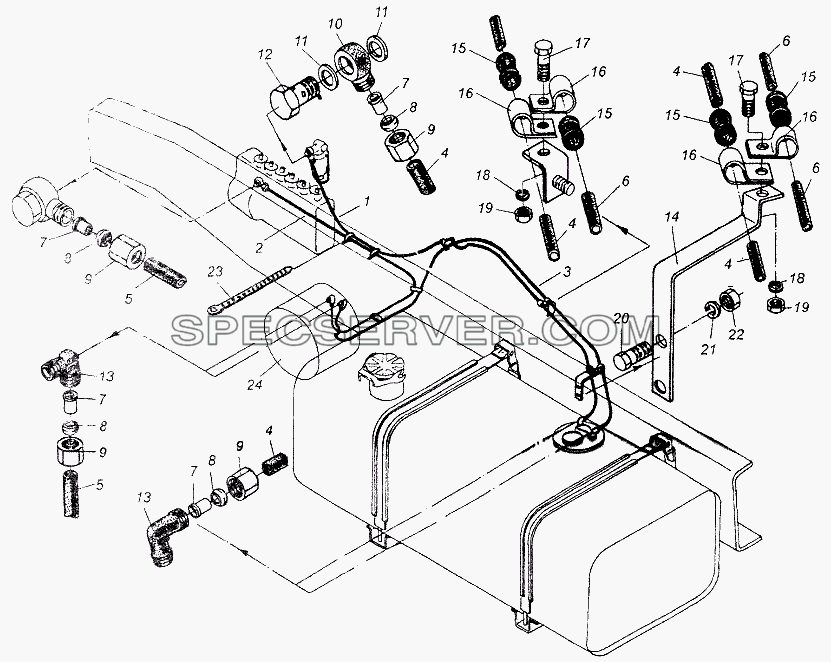 Установка топливопроводов с подогревом двигателя для МАЗ-64226 (список запасных частей)
