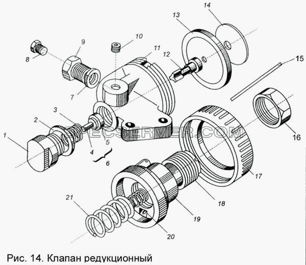 Клапан редукционный для КПП МАЗ-543205-070 (список запасных частей)