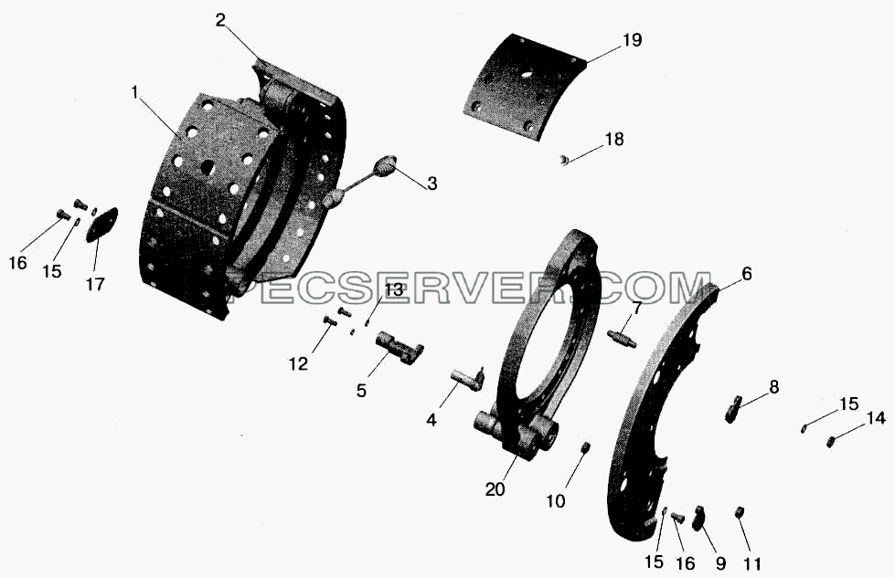 Тормоз колеса для МАЗ-543202 (список запасных частей)