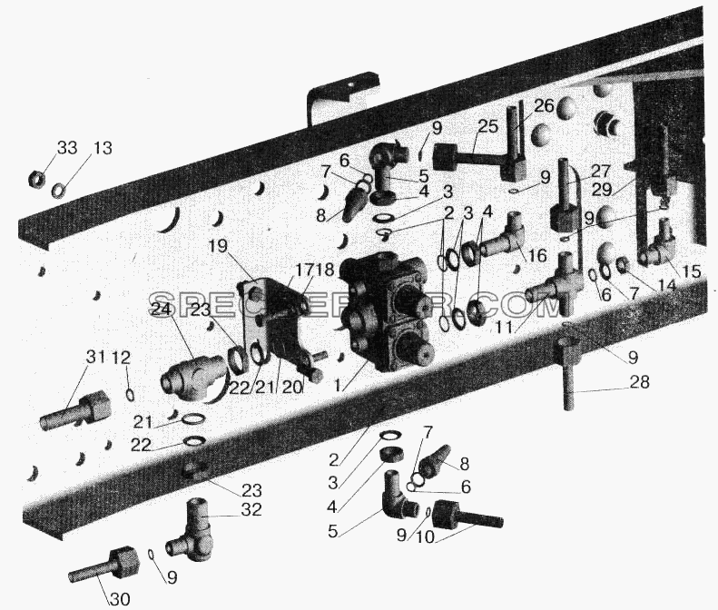 Крепление четырехконтурного клапана МАЗ-543203, 543202 для МАЗ-543202 (список запасных частей)