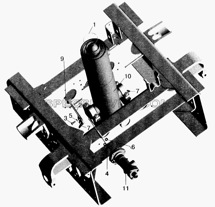 Установка цилиндра и клапана для МАЗ-543202 (список запасных частей)