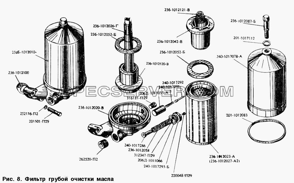 Фильтр грубой очистки масла для МАЗ-54328 (список запасных частей)