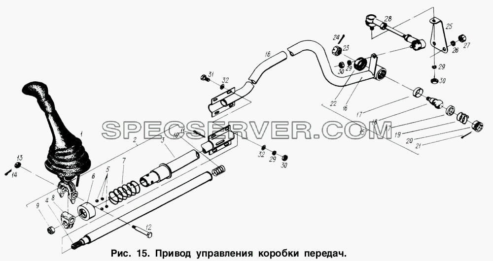 Привод управления коробкой передач для МАЗ-6317 (список запасных частей)
