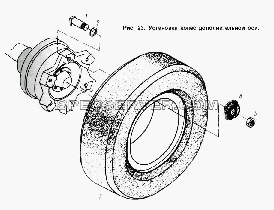 Установка колес дополнительной оси для МАЗ-93892 (список запасных частей)