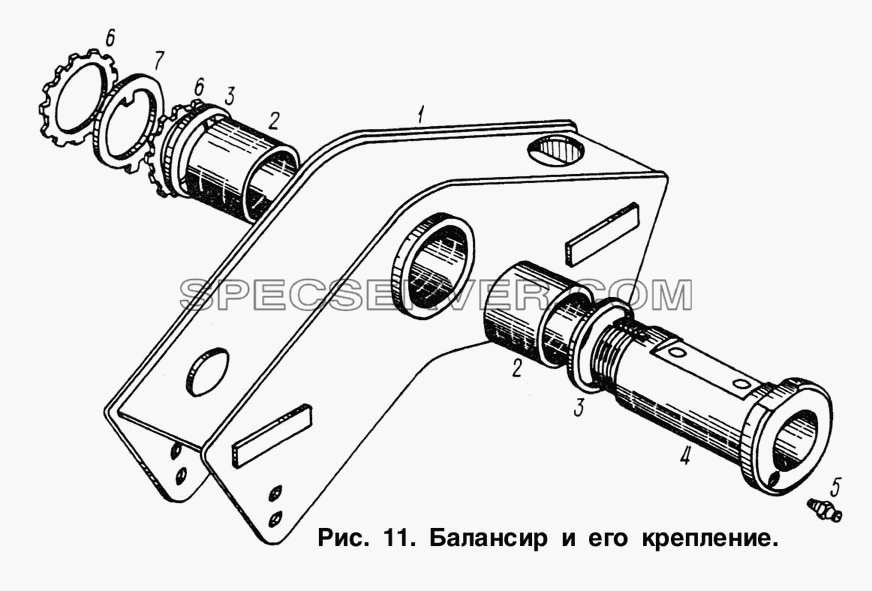 Балансир и его крепление для МАЗ-93892 (список запасных частей)