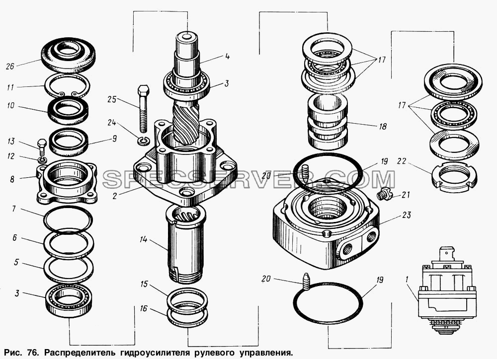 Распределитель гидроусилителя рулевого управления для МАЗ-64221 (список запасных частей)