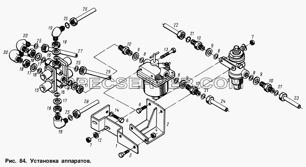 Установка аппаратов для МАЗ-64221 (список запасных частей)