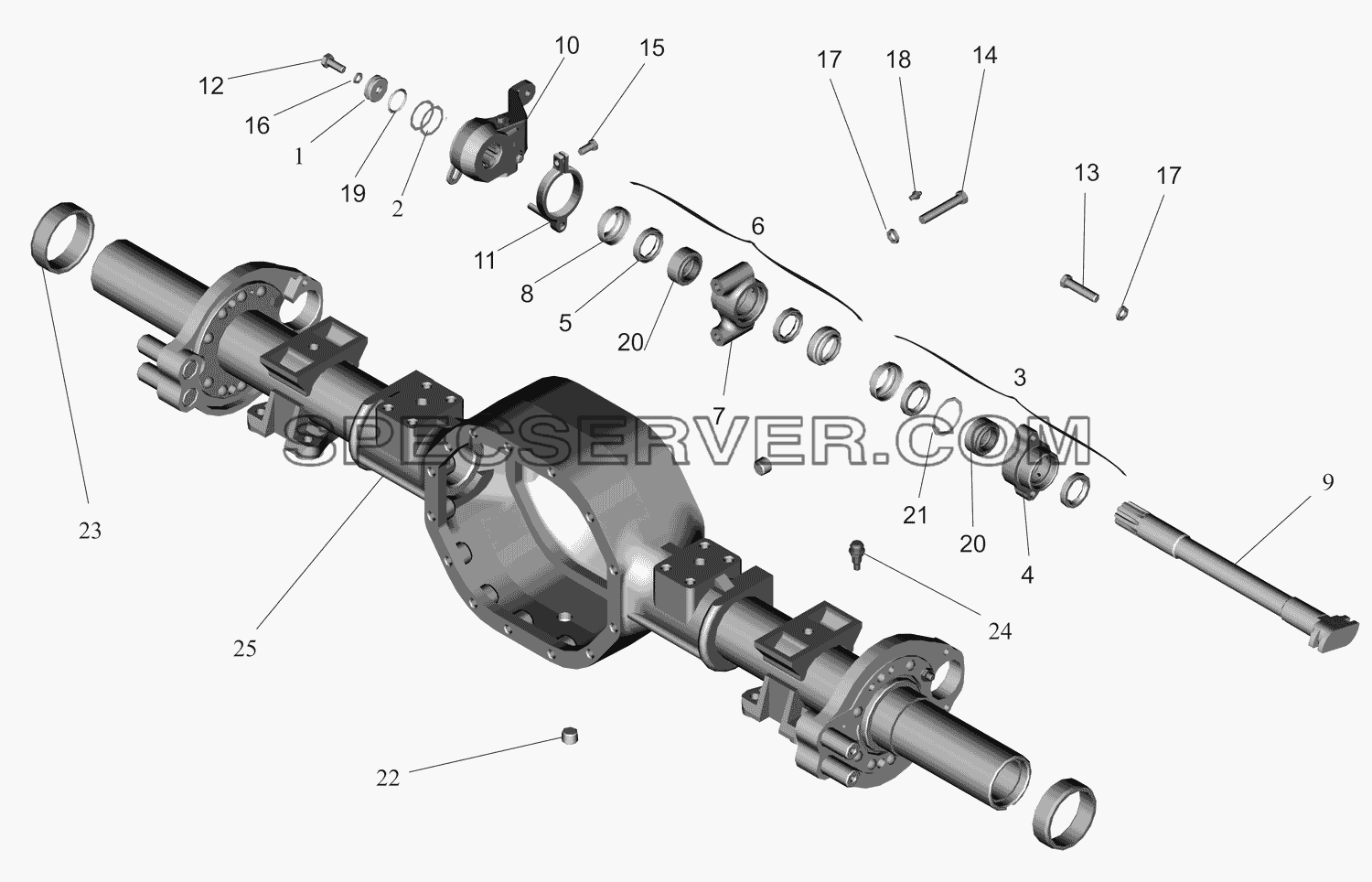 Привод тормозного механизма задних колес для МАЗ-437130 (Зубрёнок) (список запасных частей)