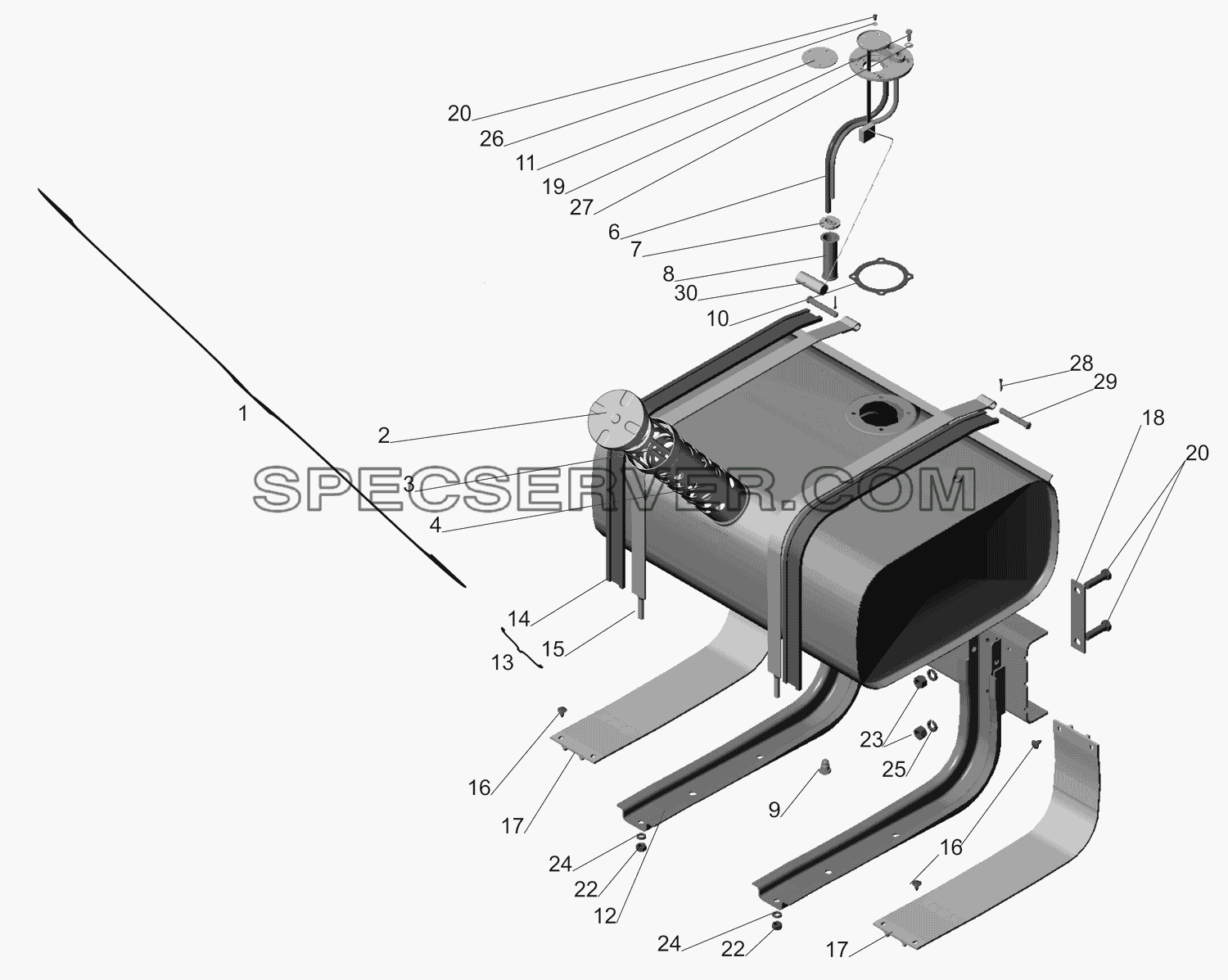 Крепление топливного бака 437030-1101002 для МАЗ-437130 (Зубрёнок) (список запасных частей)