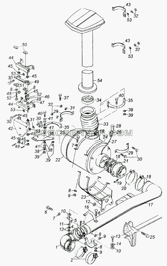 Крепление фильтра воздушного для МАЗ-54326 (список запасных частей)