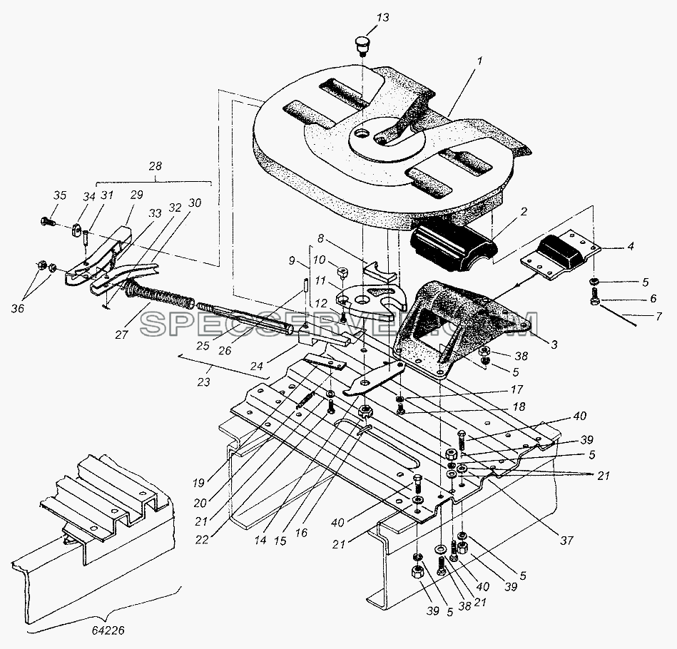 Устройство седельное с подставкой для МАЗ-54326 (список запасных частей)
