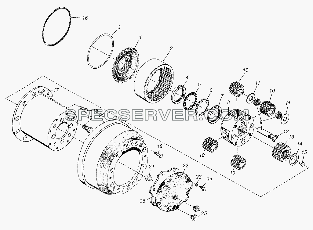 Детали колесной передачи (дисковые колеса) для МАЗ-54326 (список запасных частей)