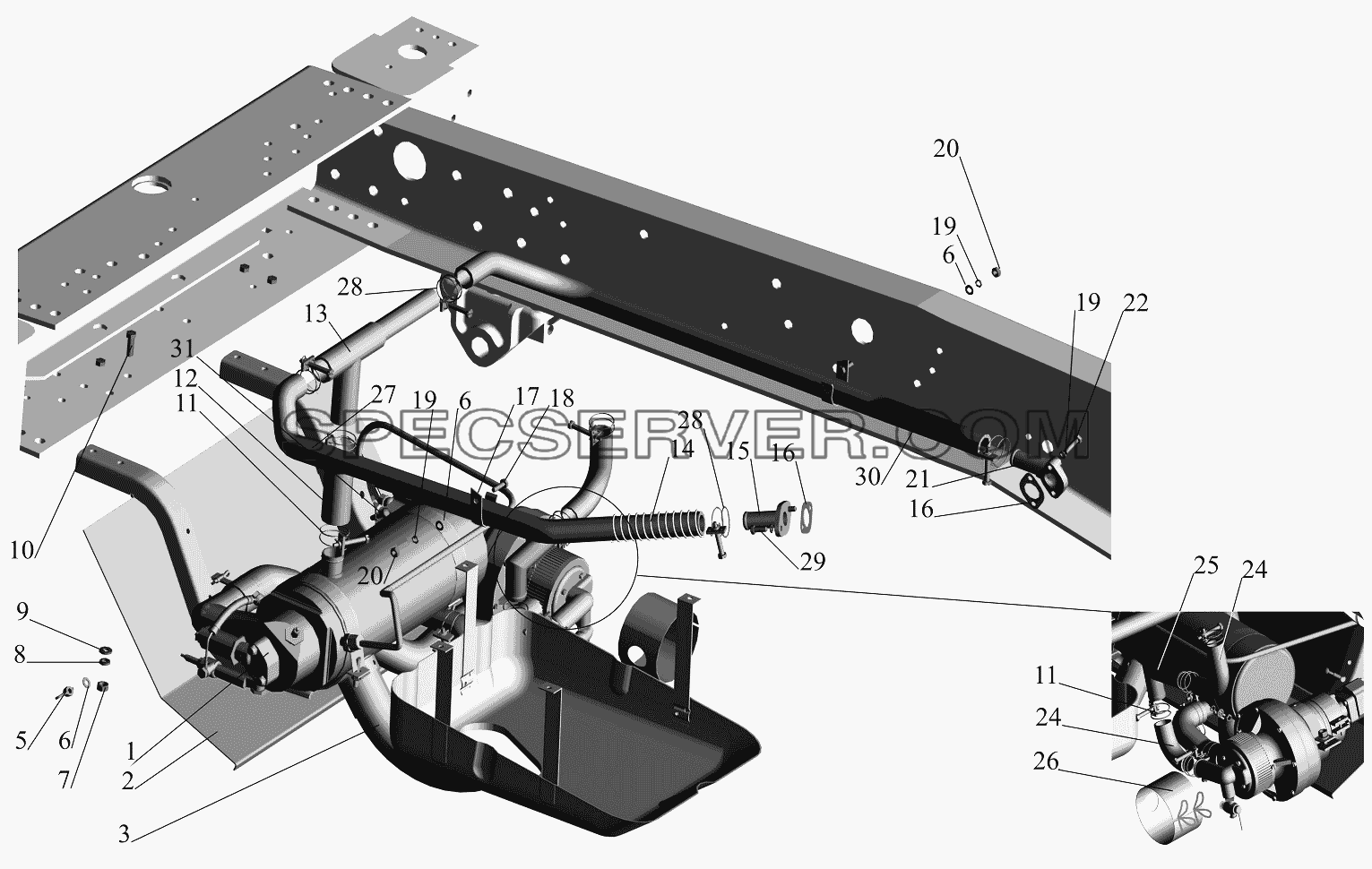 Крепление предпускового подогревателя 642290-1015001 для МАЗ-651705 (список запасных частей)