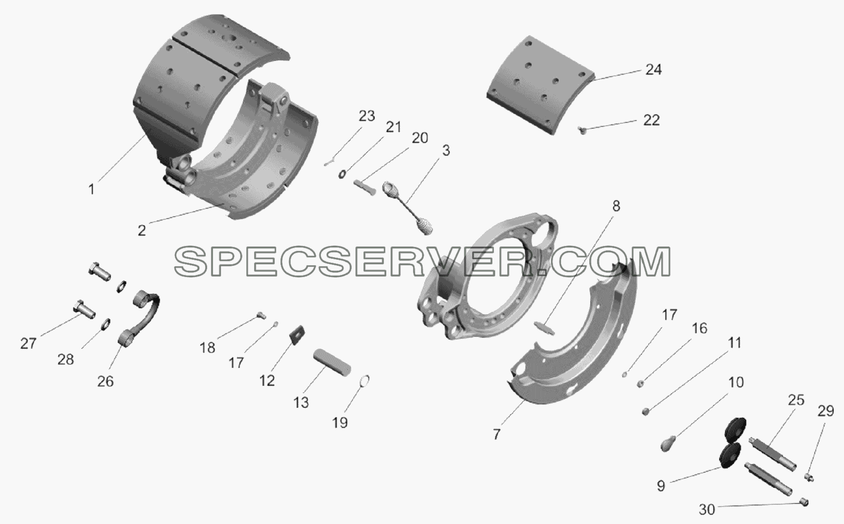 Тормоз колеса среднего моста для МАЗ-651705 (список запасных частей)