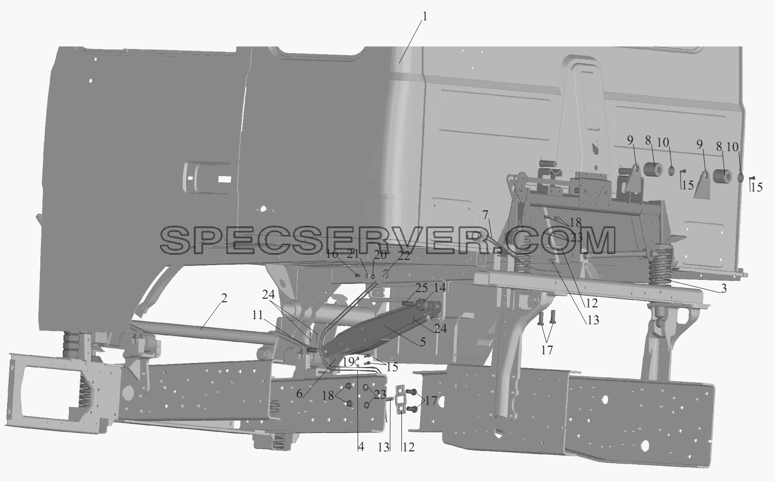 Установка большой подрессореной кабины для МАЗ-551605 (список запасных частей)