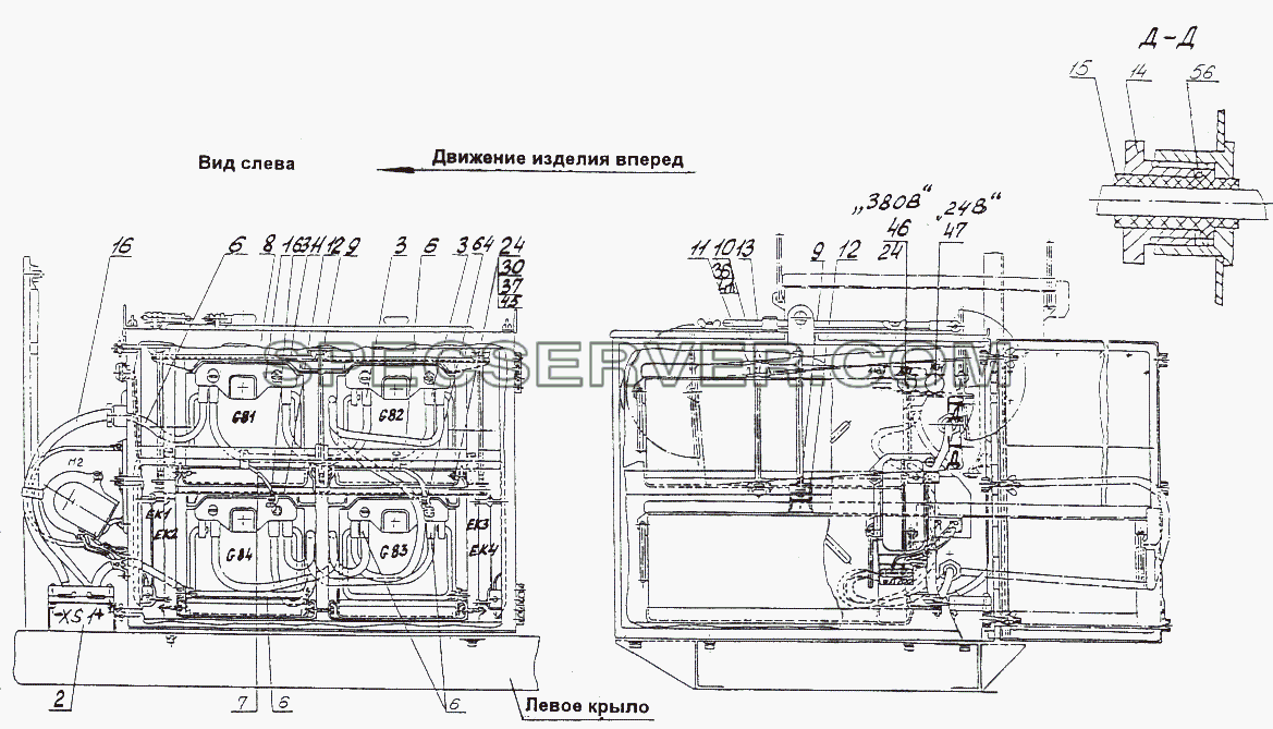 Установка аккумуляторных батарей и контейнера для МАЗ-74131 (список запасных частей)