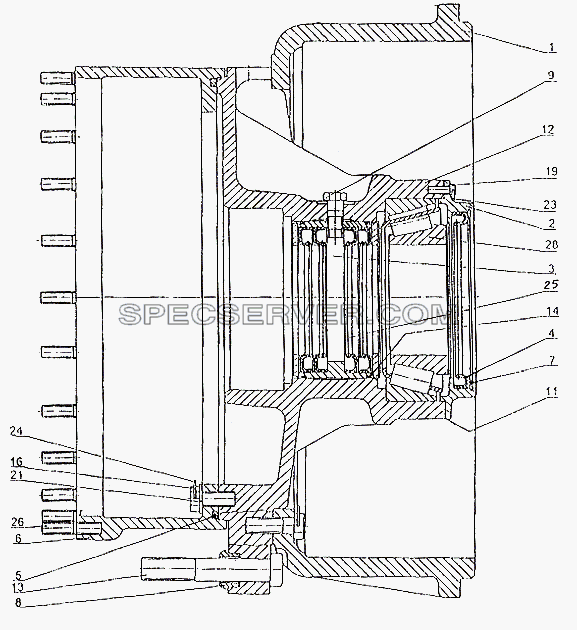 Ступица с горловиной для МАЗ-74131 (список запасных частей)
