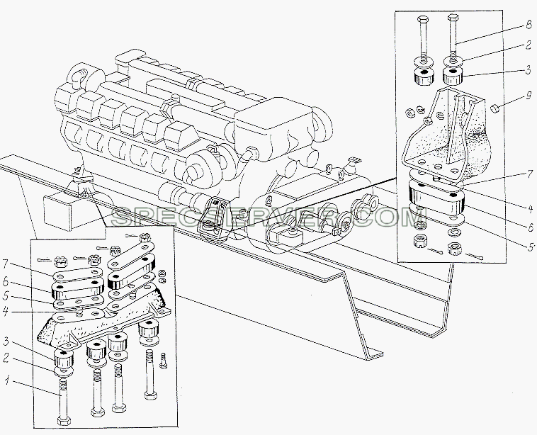 Подвеска двигателя для МАЗ-74131 (список запасных частей)