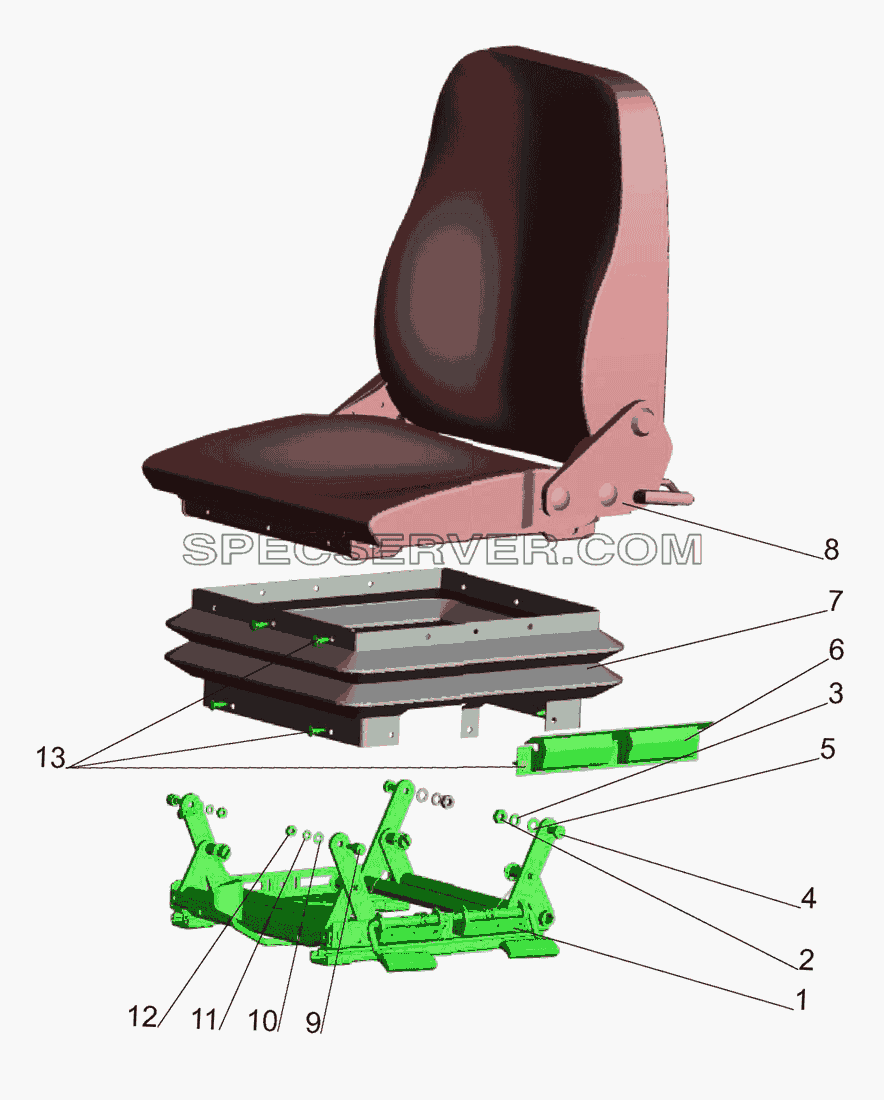 Сидение для МАЗ-437040 (Зубрёнок) (список запасных частей)