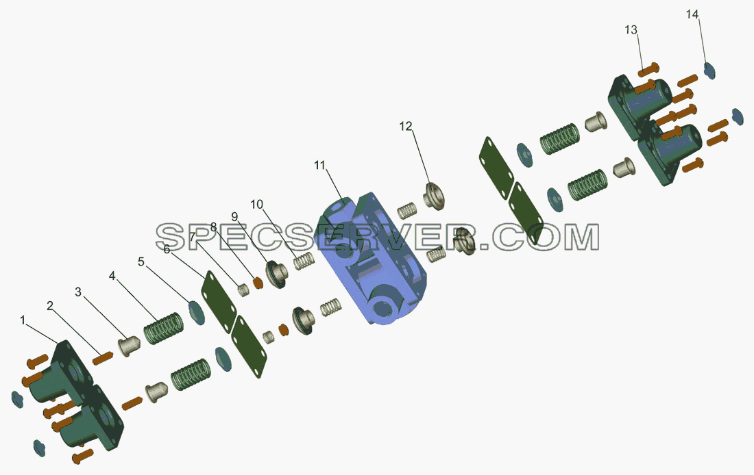 Клапан защитный четырехконтурный для МАЗ-437040 (Зубрёнок) (список запасных частей)