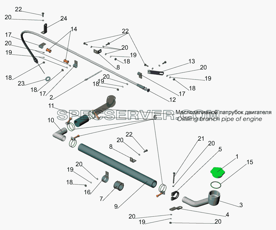 Система заливки и контроля уровня масла для МАЗ-437040 (Зубрёнок) (список запасных частей)