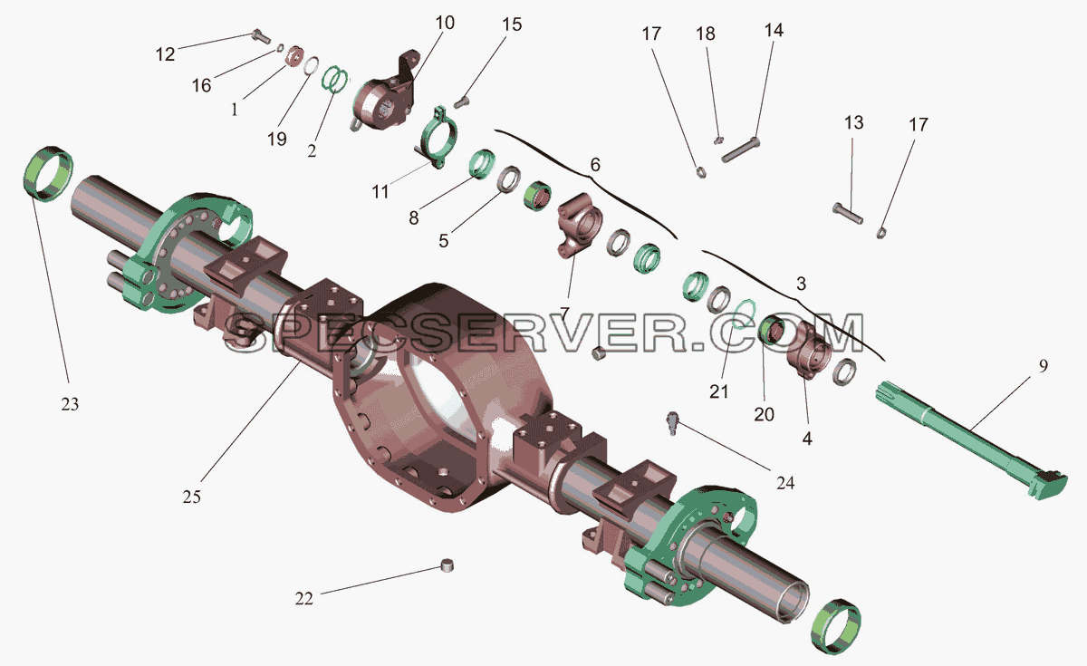 Привод тормозного механизма задних колес для МАЗ-437040 (Зубрёнок) (список запасных частей)