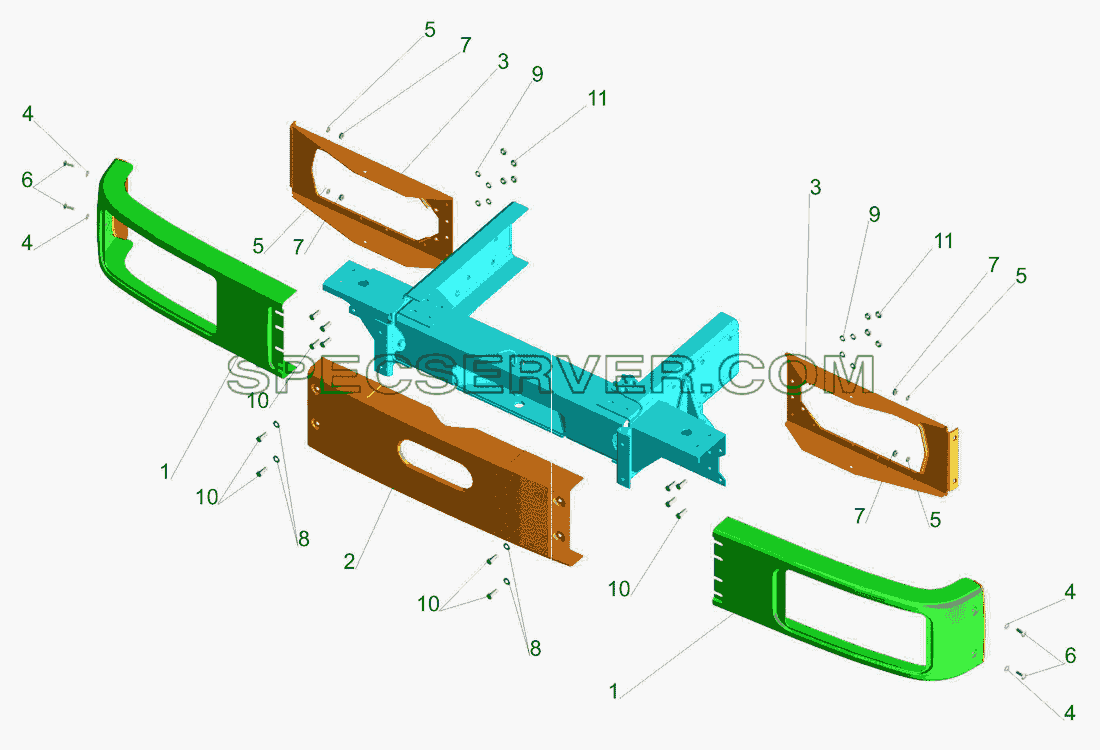 Крепление бампера для МАЗ-437040 (Зубрёнок) (список запасных частей)